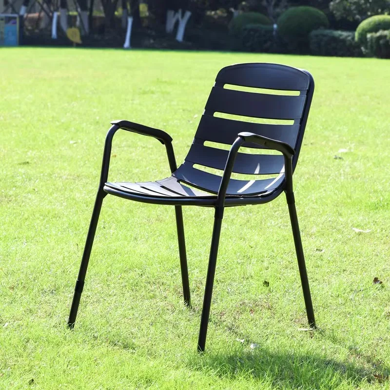#Modern stackable school rattan outdoor dining chair for balconies and patio gardens