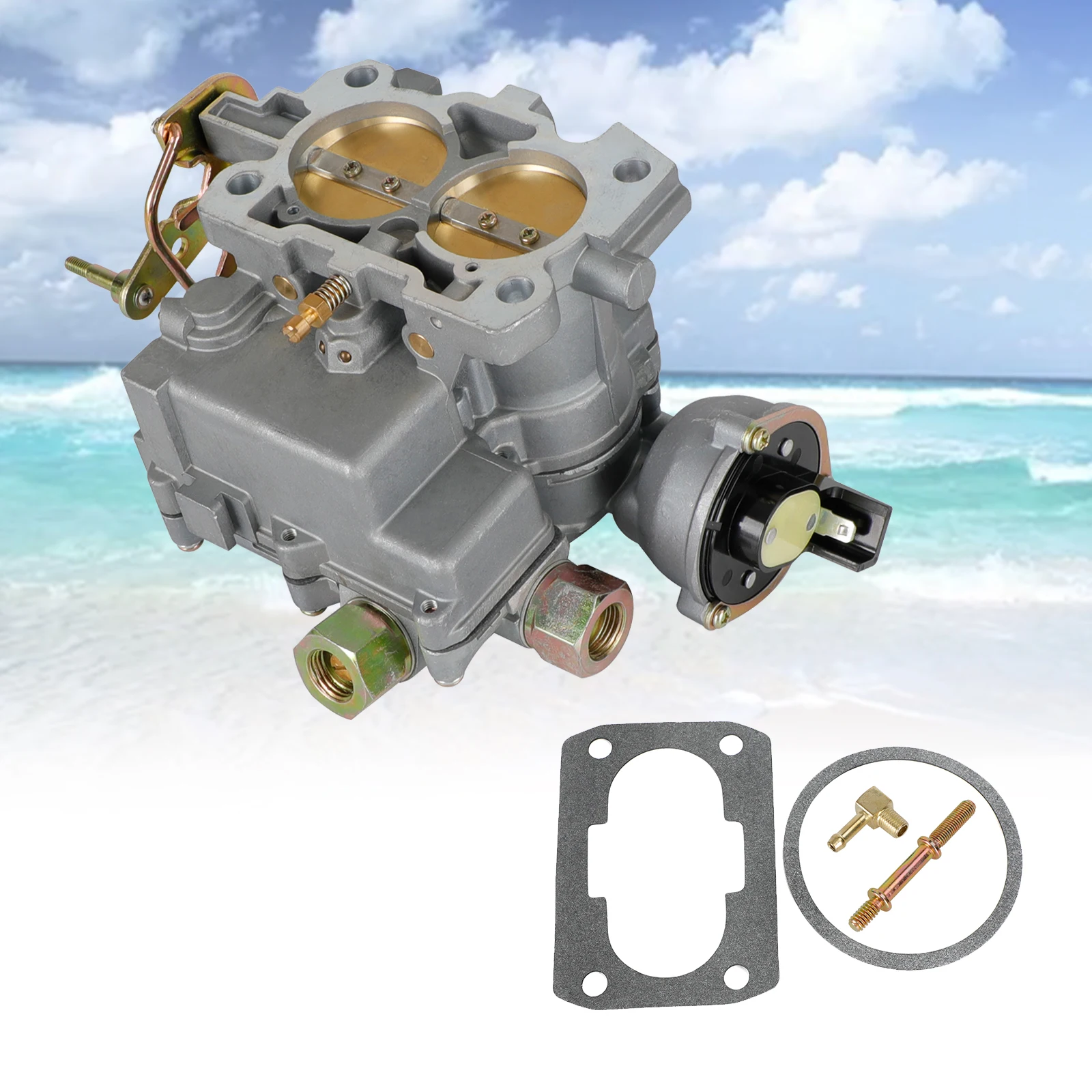 Artudatech Carburetor Carb fit for Marine Mercruiser 2 Barrel 3.0L 2 CYL with a Long Linkage