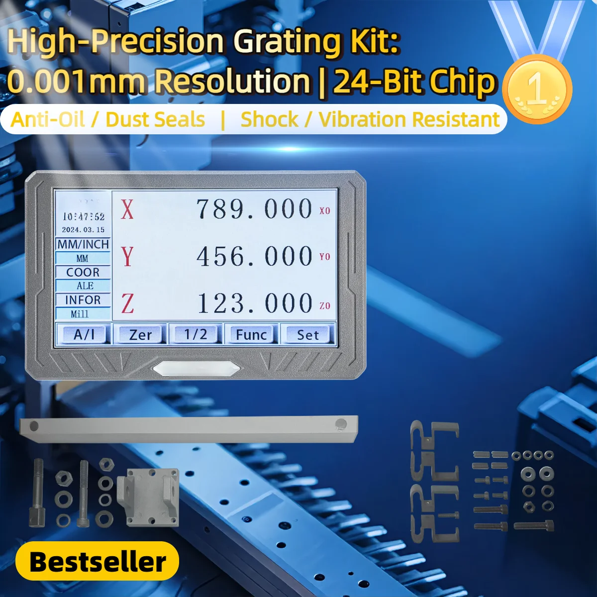 

LCD Dro 2 3 4 Axis Digital Readout Display TTL Signal 100V to 240V for Lathe Milling CNC Boring Machines