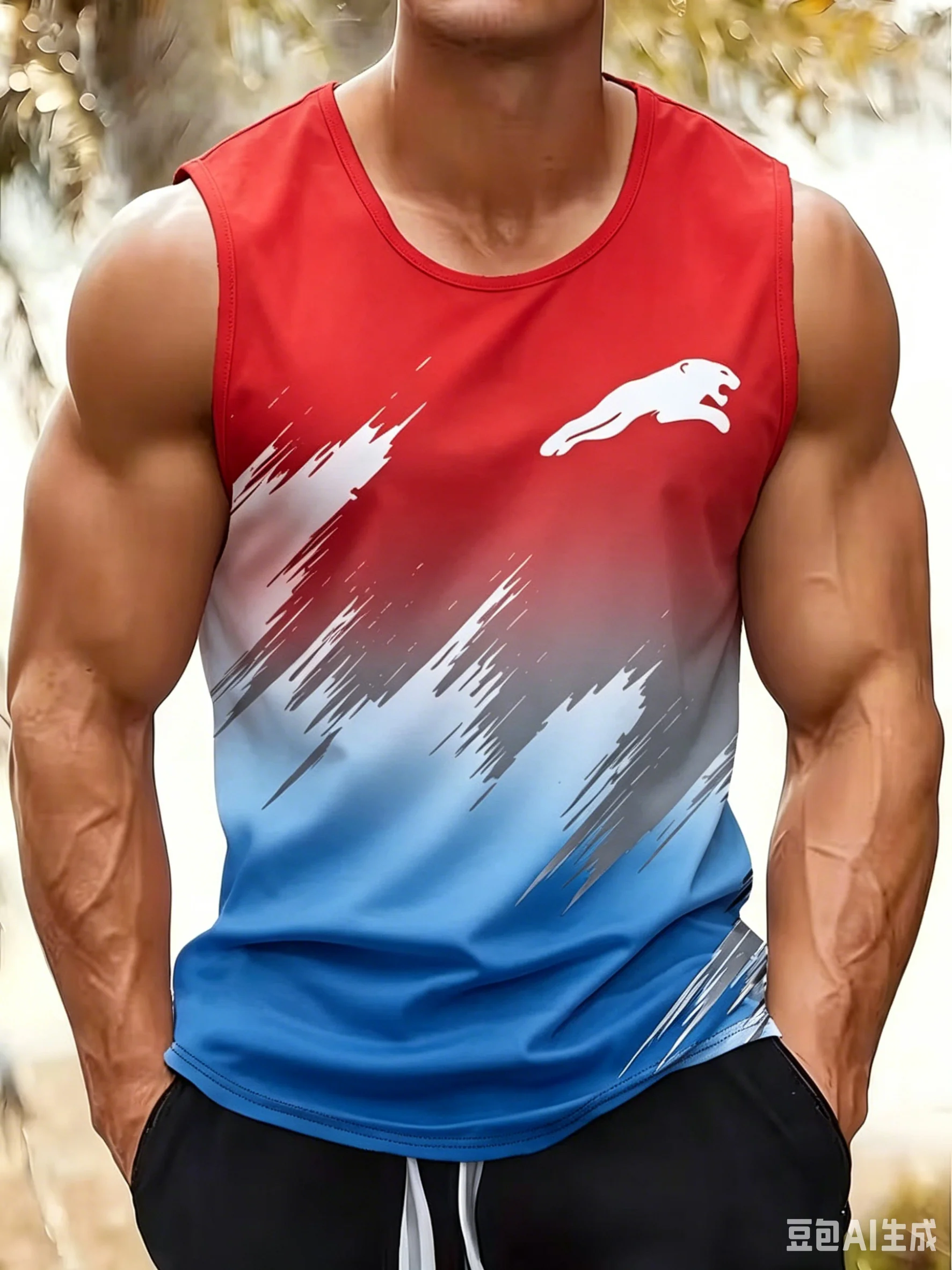 Fashion Black and white minimalism printed sleeveless men vest spring summer breathable fitness