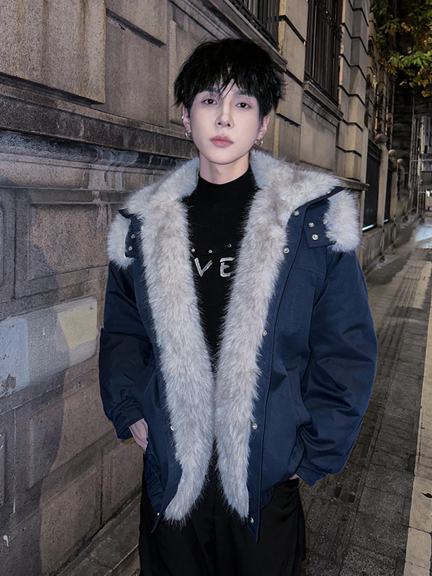 

Thiened Double Collar Wolf King Mountain Eagle Cotton Jaet Men Winter American ort Flight Jaet Cotton Clothes