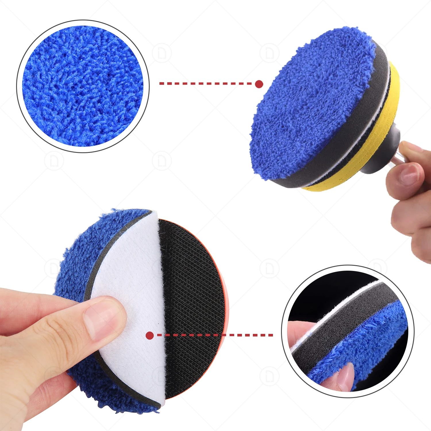 3Inch Self-Adhesive Pad Sandpaper Car Polishing Disc Buffing Waxing Sponge Kit Headlight Wheel Repair For Polisher Drill Adapter