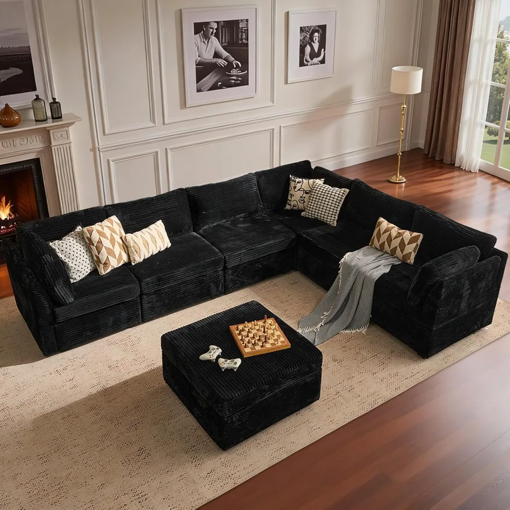 

Oversized Modular Sectional Sofa, U-Shaped 7pcs Convertible Sleeper Sofa with Deep Seat, Modern Sectionals Cloud Couches