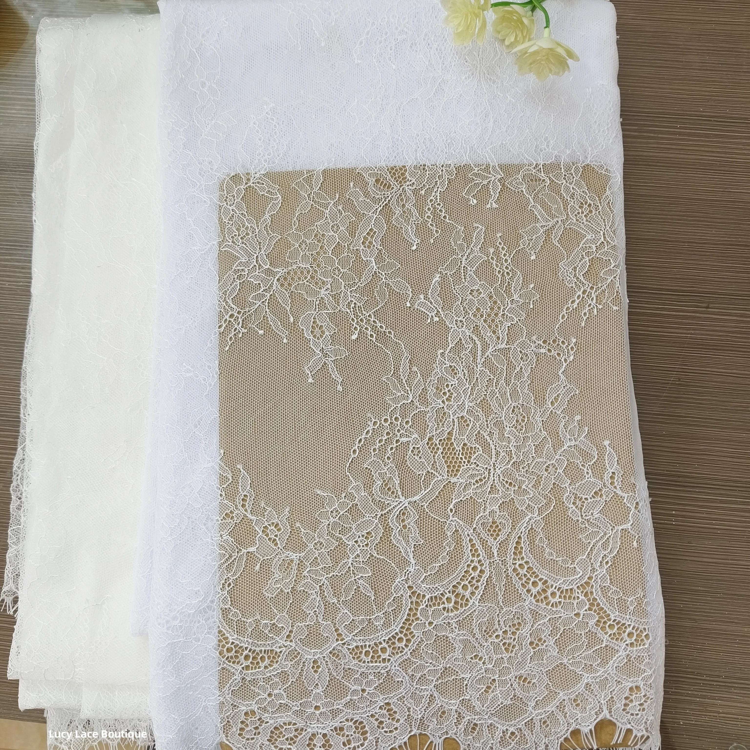 Pure White, Off White, Black in Stock Wedding Outfits Lashes French Chantilly Lace Fabric Quality Pajamas Material 2025