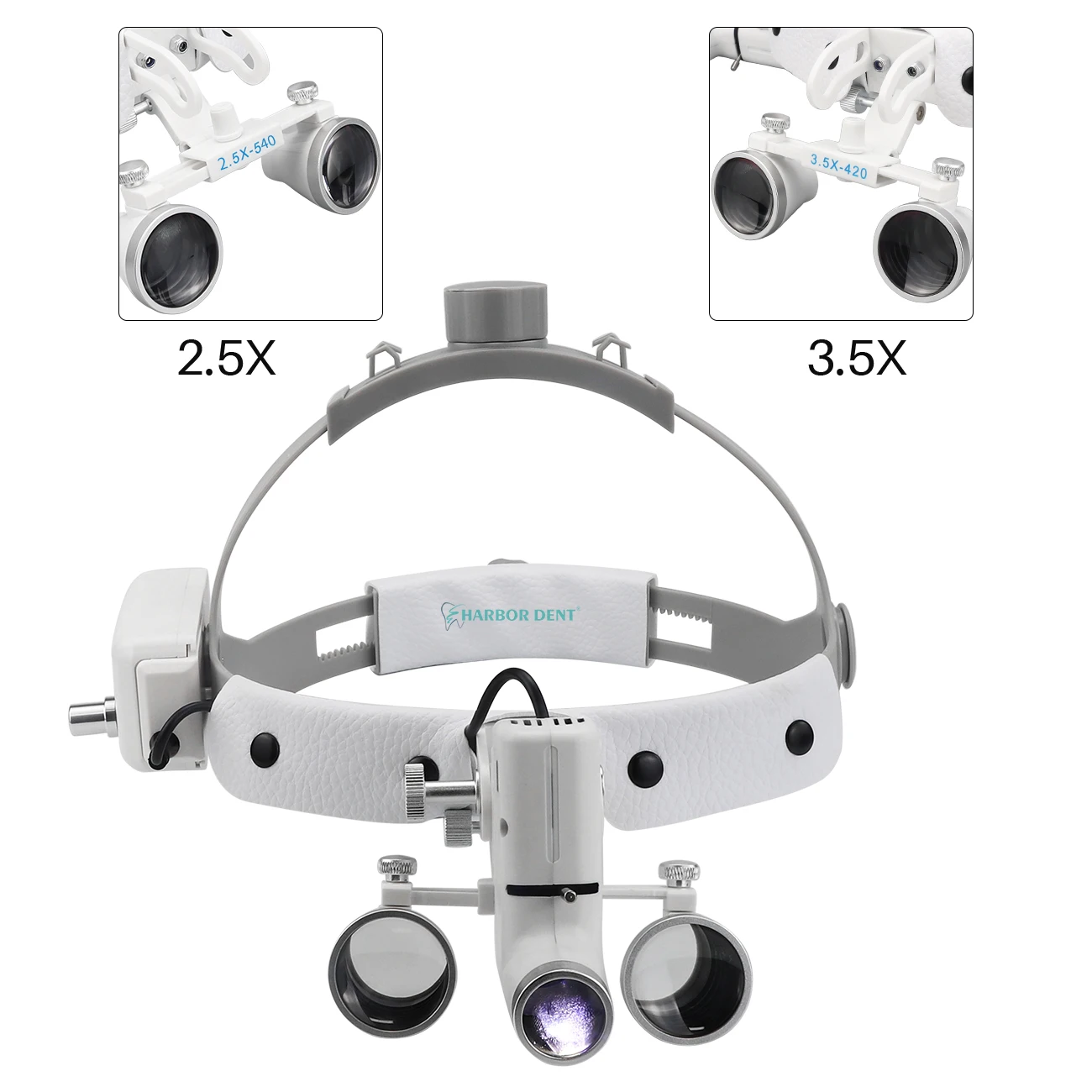 Hot Selling 2.5X/3.5X Dental 5W LED Surgical ENT Examination Headlight Medical Adjustable Chargeable Headlamp Electricity