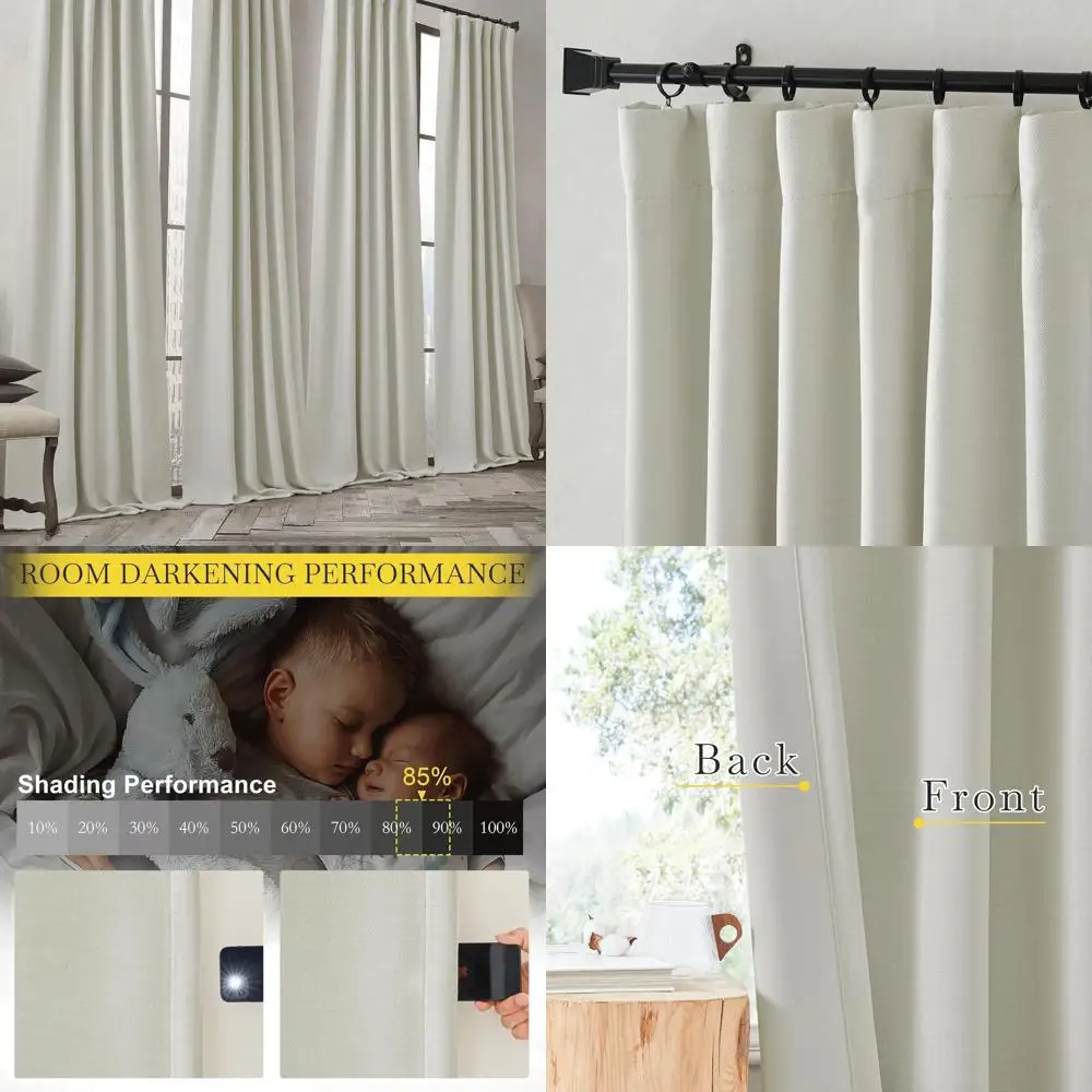 

Натуральные затемняющие шторы 50x108 дюймов, имитация льна, 2 панели для спальни и гостиной