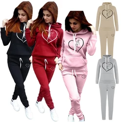 Women's fashion printed pullover hoodie and pants set sportswear Women's casual jogging autumn and winter sportswear set