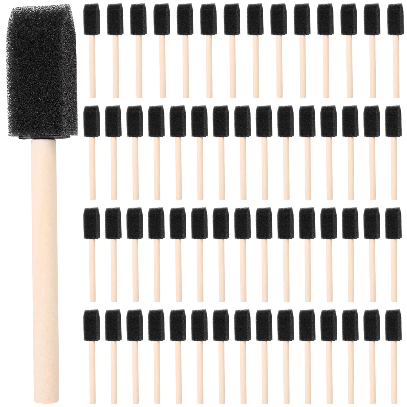 

ABEZ 60Pcs Small Foam Paint Brush Sponge Foam Brush Painting Set Wood Handle 1 Inch Paint Brushes Tools Painting Set for Kids