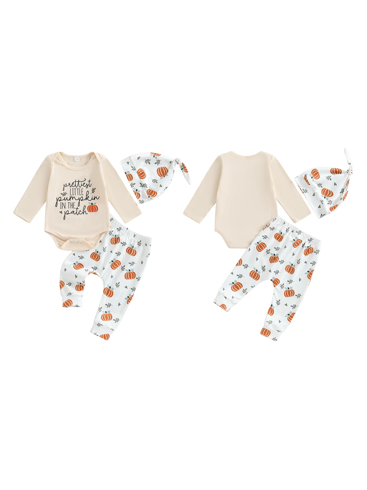 Leuke Halloween-kostuumset voor peuters met romper met spookprint, gestreepte broek en bijpassende muts voor babyjongen