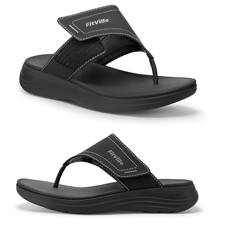 

FitVille Women'S Flip Flops Wide Width Non Slip Slippers Comfortable Adjustable For Women With Arch Support Beach Shoes