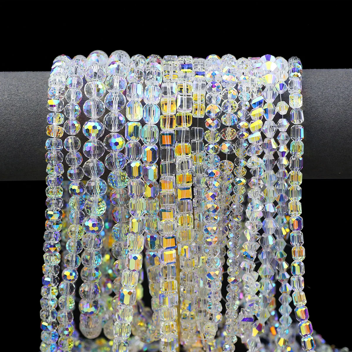3-10mm Shiny AB Color Transparent Crystal Glass Beads Square Round Triangle Loose Beads For Jewelry Making DIY Necklace Bracelet