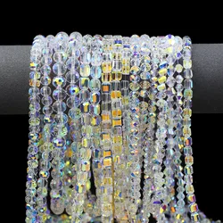 3-10mm Shiny AB Color Transparent Crystal Glass Beads Square Round Triangle Loose Beads For Jewelry Making DIY Necklace Bracelet