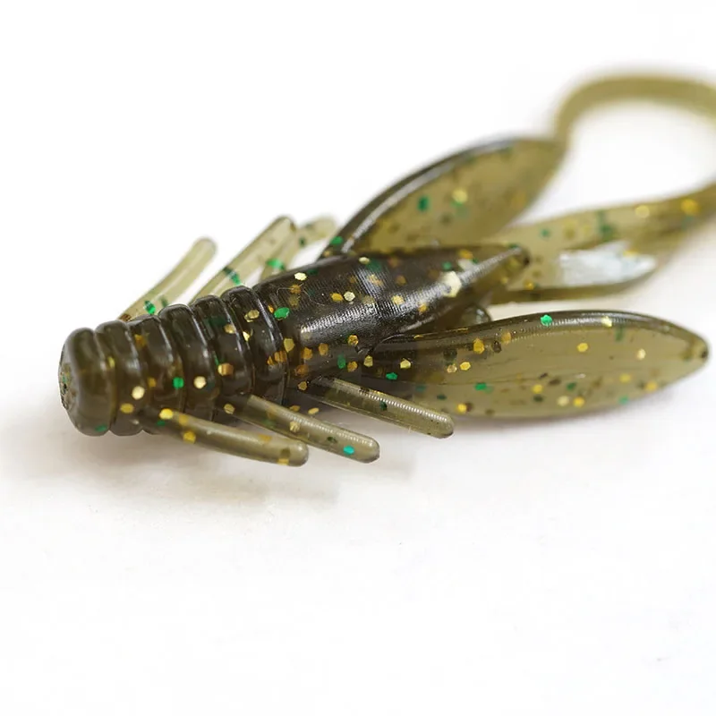 OUTKIT 10pcs Jig Wobblers Silicone Soft Bait Worm Lobster Fishing Lures 45mm Shrimp Sinking Swivel Twintails Sea Fishing