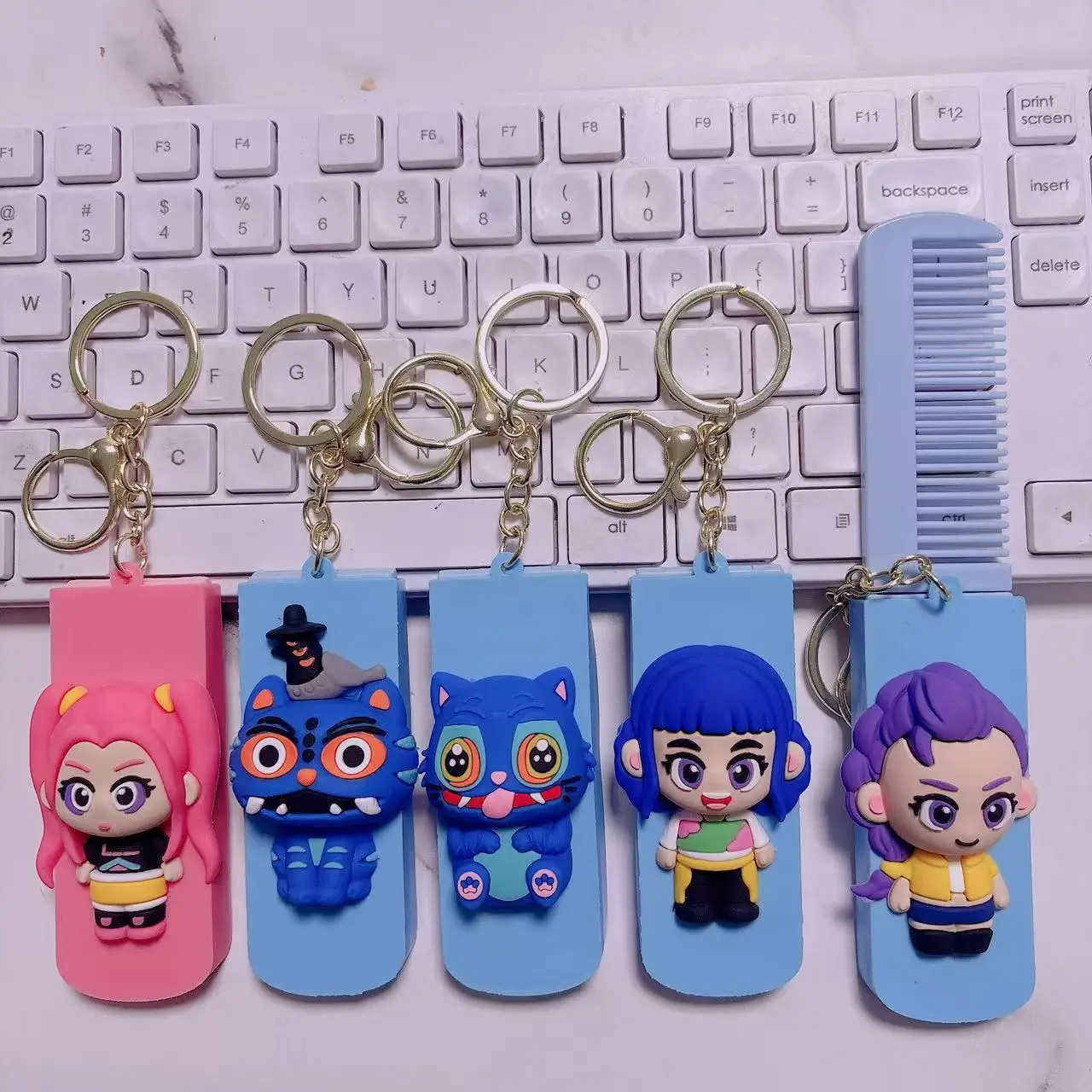 KPOP Witch Hunters Folding Makeup Mirror Keyring Tiger Derpy Multifunctional Fun Bag Charm