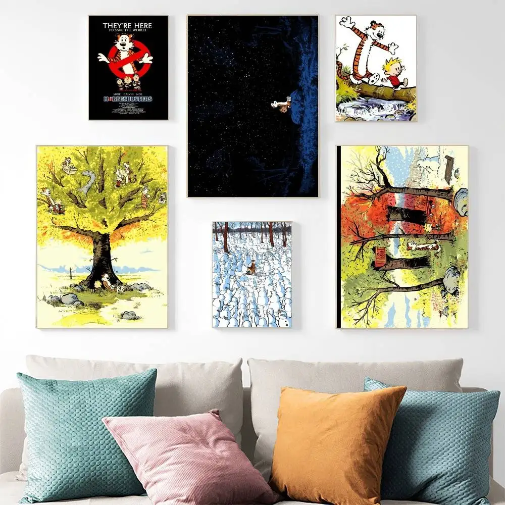 Cartoon C-Calvin and Hobbes lassic Cover Canvas Painting Print Poster For Living Room Wall Art Home Decor Pictures Gift