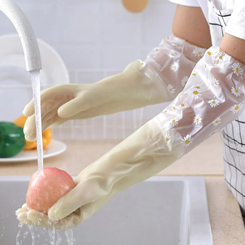 Waterproof Housework Cleaning Gloves Kitchen Cleaning Latex Household Dishwashing Laundry Gloves Wear Resistant Rubber Gloves