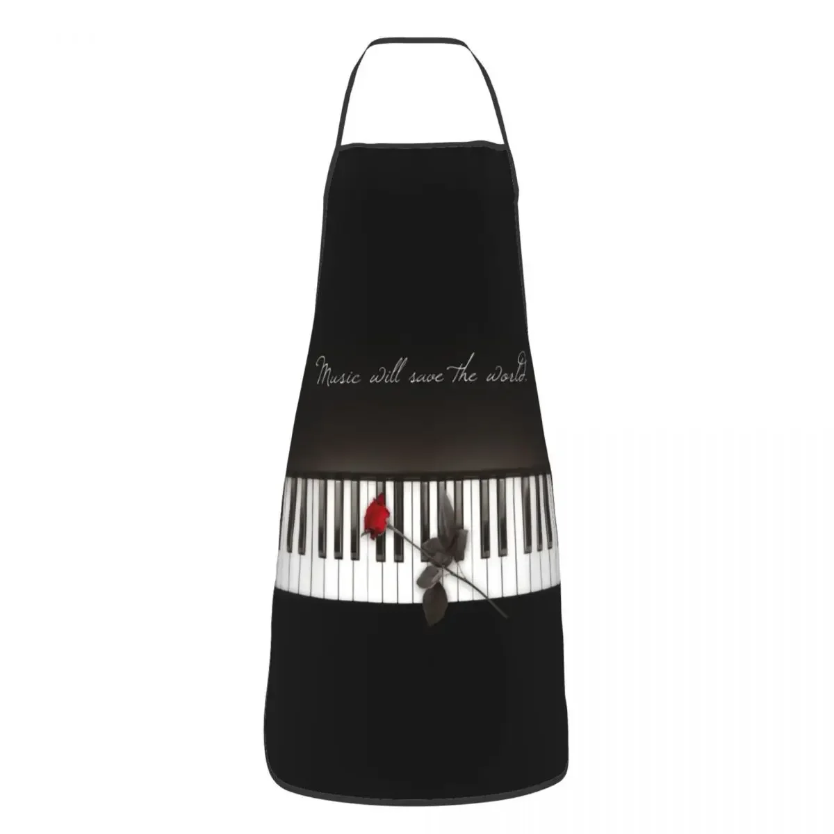 Rose Piano Music Black And White Keys Apron Women Men Unisex Bib Music Lover Kitchen Cooking Tablier Cuisine Chef Gardening