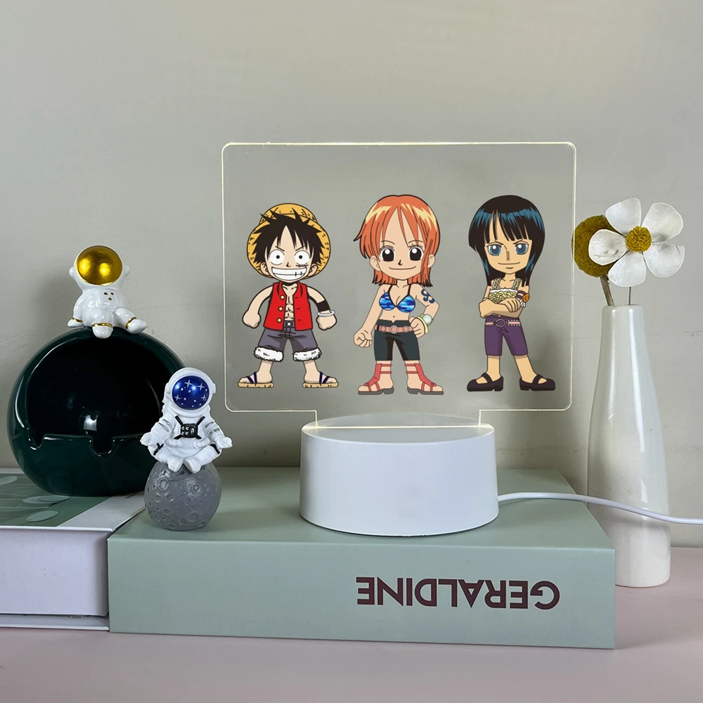 Anime Pirata LED Acrílico Night Lamp para Crianças, Decoração de Interior, Iluminação de Aventura, Presente, Mesa, 1 Pc, Novo