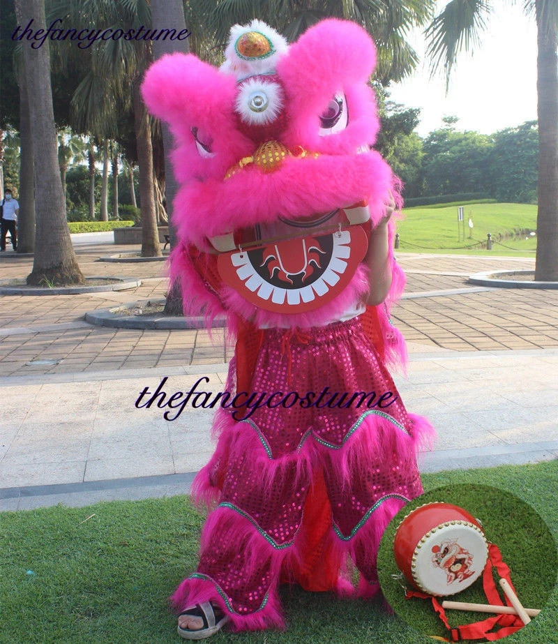 14 Inch Koninklijke Leeuw Dans Rekwisieten Mascotte Kostuum 5-12 Leeftijd Een Drum Chinese Traditionele Cultuur Feest Carnaval Festivall