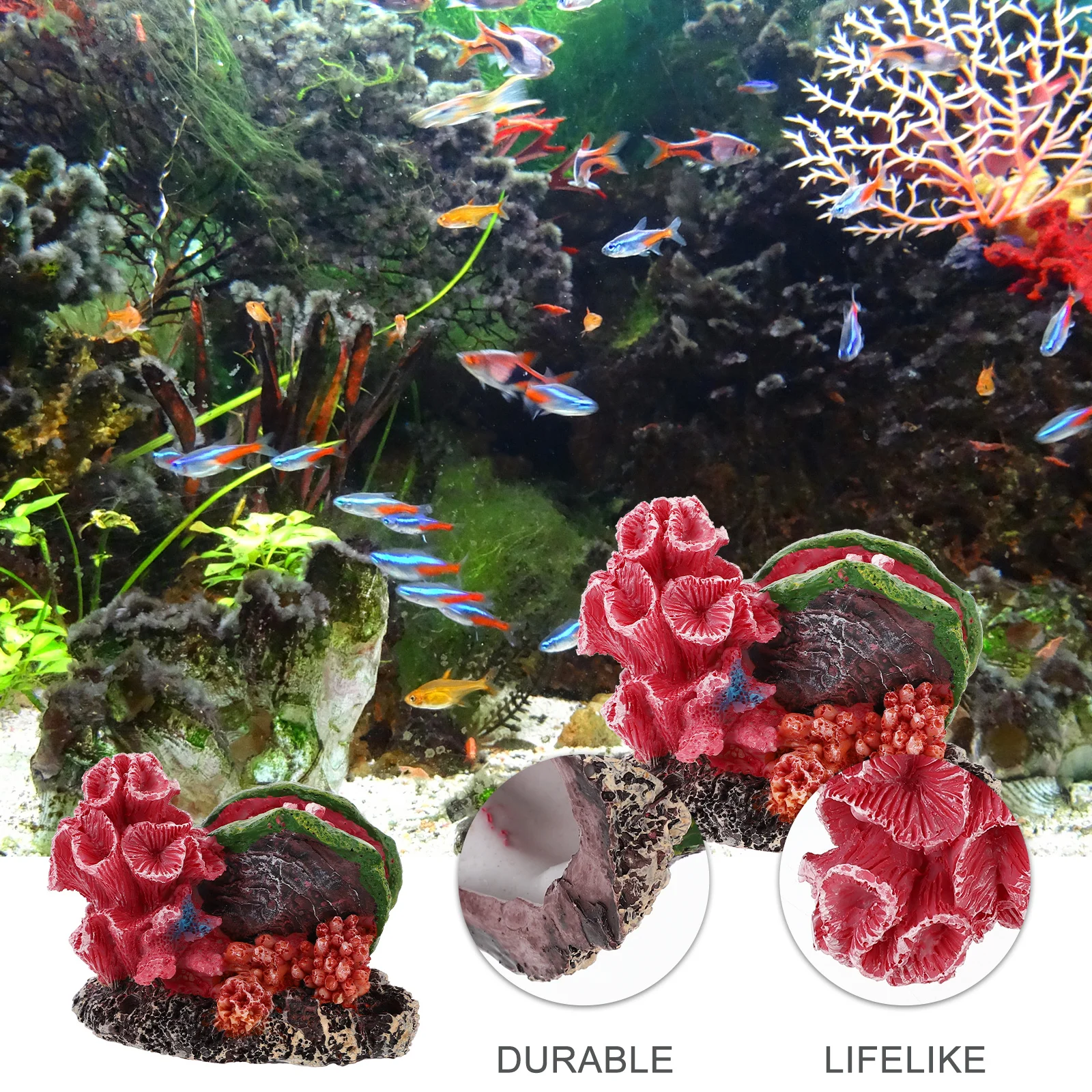 

Simulation Coral Reef Rock Aquarium Ornament Fish Tank Decor Landscape Shell Fake Reef Shell Underwater Landscape