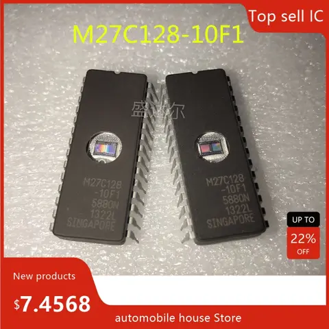 10PCS M27C128-10F1 UV Erasable EPROM IC Chip 128Kbit 100ns CDIP28 for Automotive ECU Repair