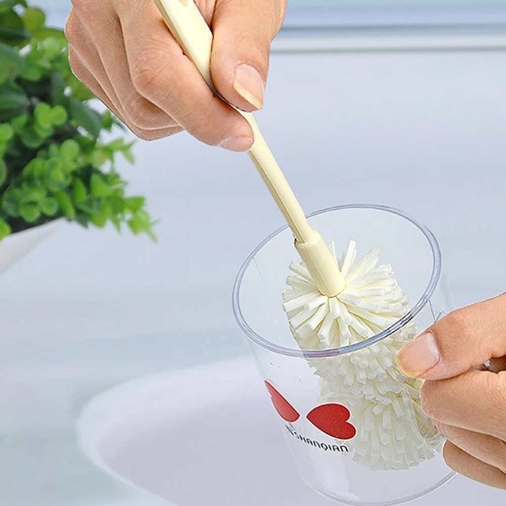 Sponge Brush Long Handle Cup Scrubber Glass Cleaner Kitchen Cleaning Tool Bottle Cleaner Brush Drink Wineglass Bottle Household