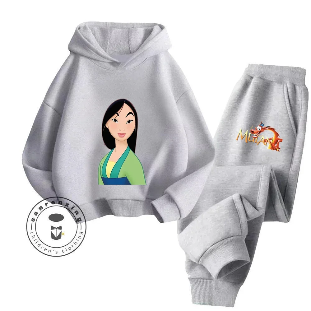 2024 Mulan Cartoon New Hoodie Set Anti Bacterial High Quality Skin Friendly Pure Cotton Fabric Design Hoodie Set for Children