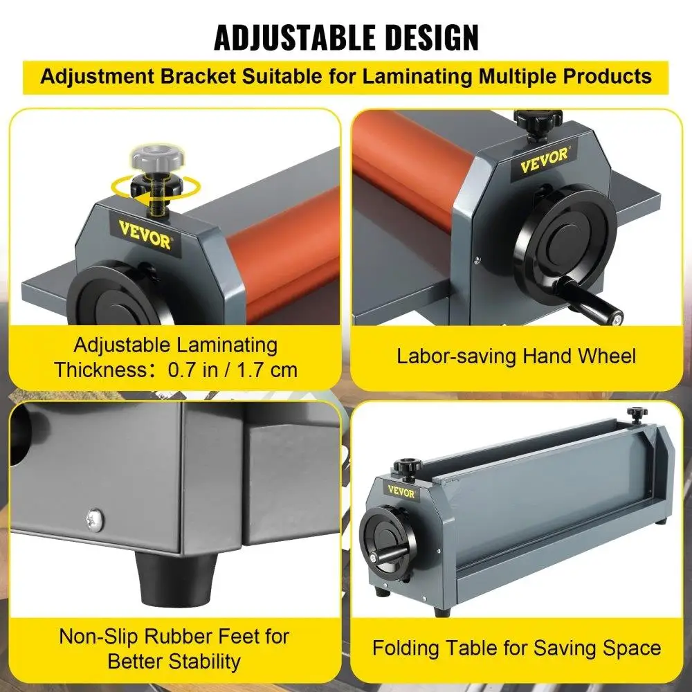 51 Inch Manual Cold Laminator Machine Hand Crank Pressure Vinyl Photo Film Cold Roll Lamination Tool for Home and Office Use