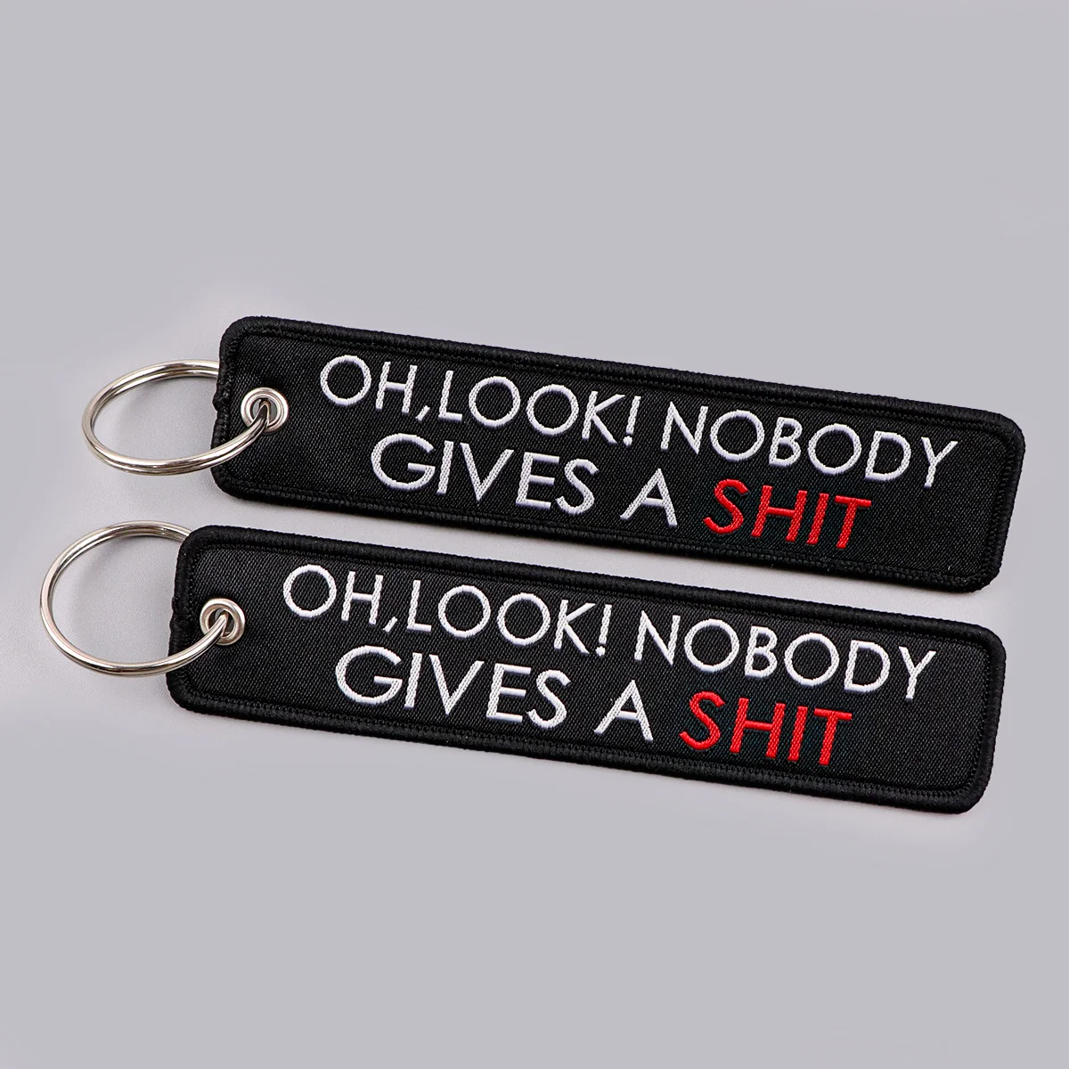 

"OH,LOOK!"Embroidery Key Fobs Quotes Keychain For Motorcycles Cars Key Ring Holder Key Pendant Key Tags Chaveiro Jewelry Gift