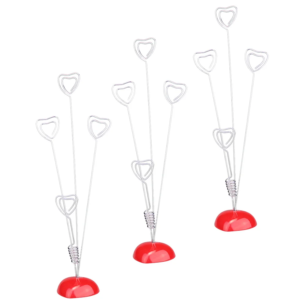 

3Pcs Clip for Memo Heart-Shaped Metal Resin Desktop Holder for Photos Notes Cards Table Number Display Home Office Decor