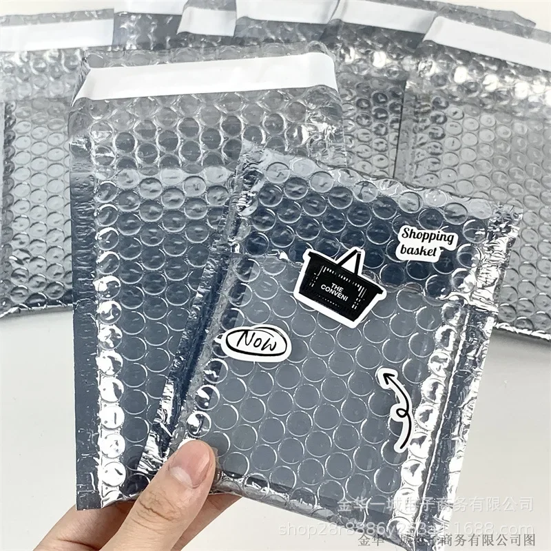 10Pcs Korean Y2K Advanced Sense Silver Translucent Bubble Mailer Kpop 3-inch Photo Card Packing Bag Card Shipping Packaging Bag