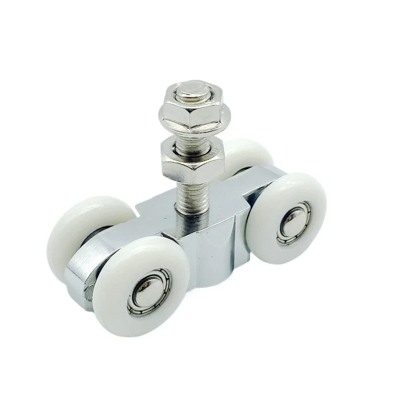 1pc High strength zinc alloy 4-wheel silent suspended pulley kitchen sliding door wheel wooden door track pulley single wheel