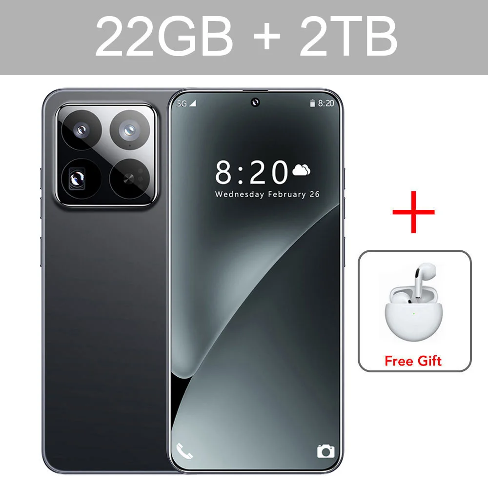 K-Touch Cheap C26 Ultra 5G Dual SIM Smartphone 7.0HD Cell Phone 22G+2TB Mobile Phones Android 15 8000mAh Global Version Unlocked 16+48MP Cellphones