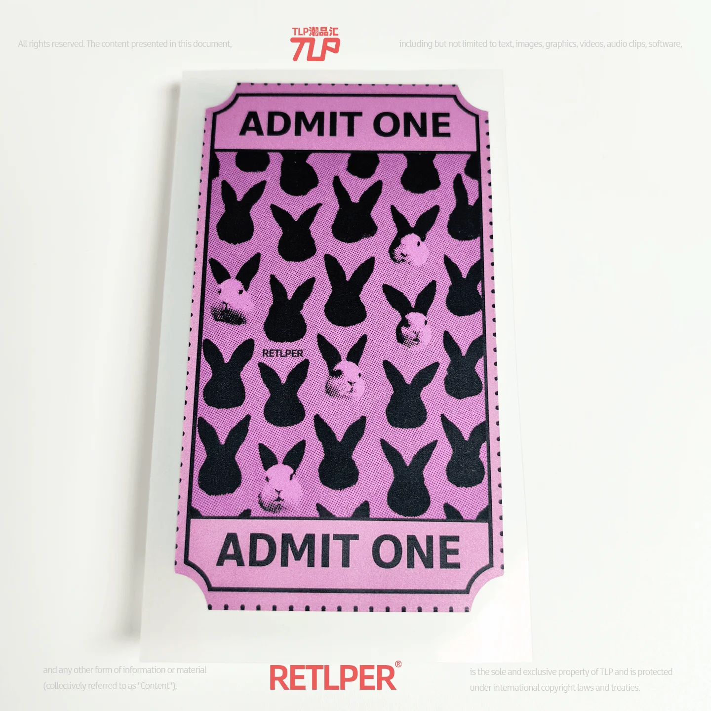 Retlper Reflective Car Sticker Original Unknown Invitation Admission Ticket Style Rabbit Car and Motorcycle Rectangular Sticker
