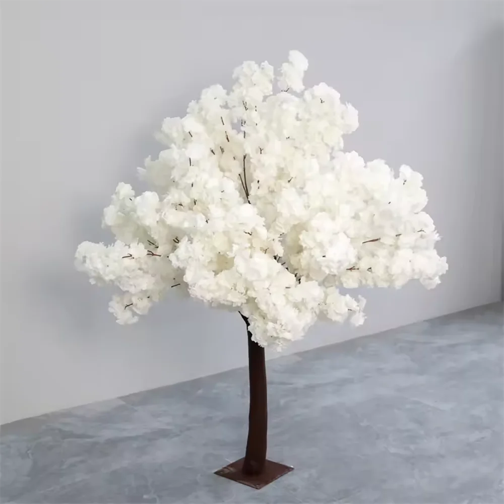 Hot Selling Artificial white color Silk blossom flower trees for wedding decoration on table