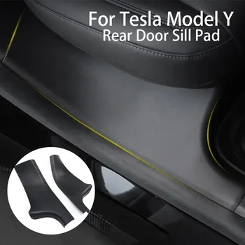 Per Tesla Model Y davanzale della porta posteriore protezioni protettive copertura soglia striscia paraurti Fit Original Car Anti Kick Pad ABS 2023
