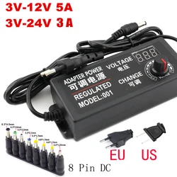 Adjustable Power Supply Adapter AC To DC 3V 12V 3V 24V 9V 24V Universal Adapter with Display Screen Voltage Regulated Hoverboard
