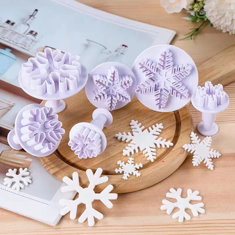 3 pcs Suit Snowflake Spring Printing Pressing Die Creative DIY Fondant Cake Tool Baking Christmas Cookie Mold