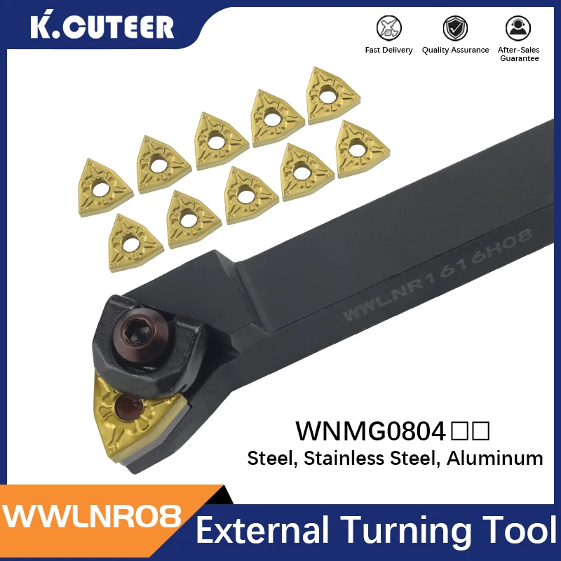 

1pc WWLNR1616H08 WWLNR2020K08 WWLNL3232P08 External Triangul Turning Tool Holder WNMG08 Carbide Inserts Lathe Cutting Tools Set