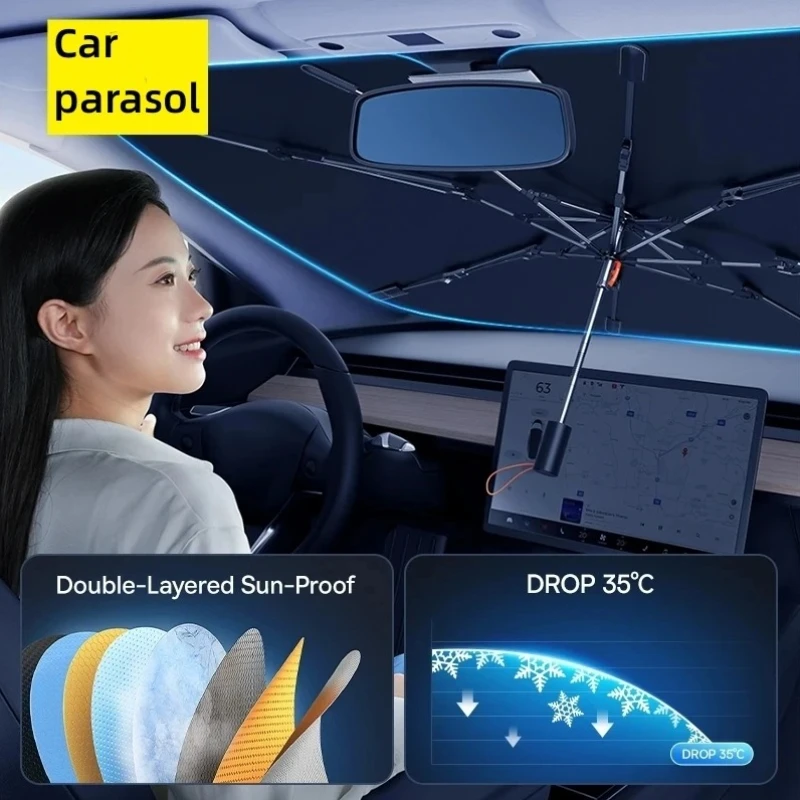 

Car Sunshade Windshield Umbrella Front Sun Shade Parasol Foldable Summer Protection Car Seat Heat Insulation Car Accessories