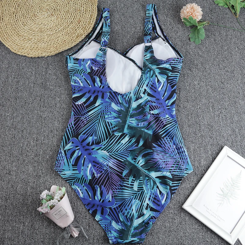 Women One Piece Swimsuits 2025 Vintage Print Female Swimwewar Tummy Control Brazilian Biquini Plus Size Swimming Suits Beachwear
