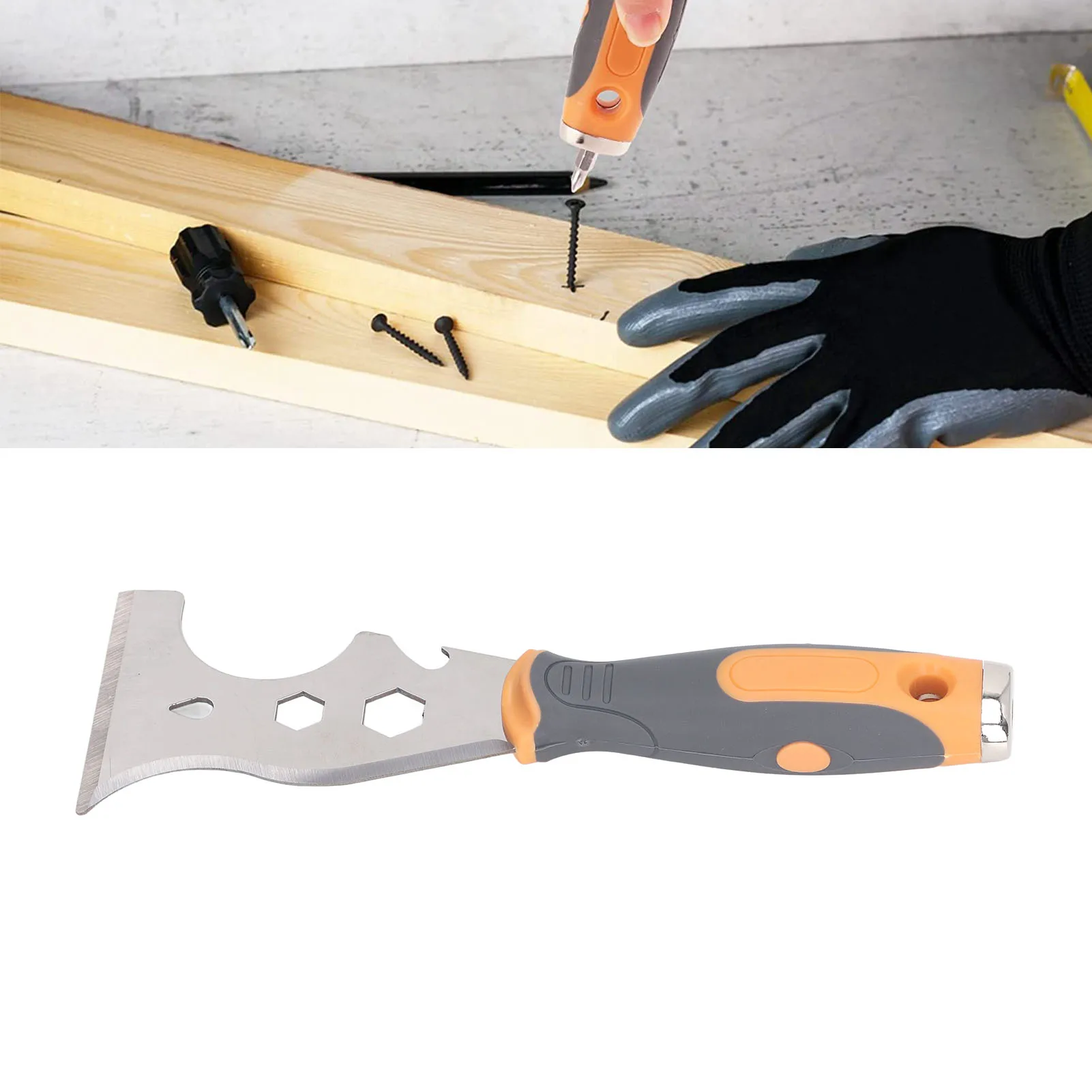 Paint Scraper Multifunctional Putty Knife 16 in 1 Stainless Steel Blade Paint Remover Scraper Tool Multifunctional Putty Knife