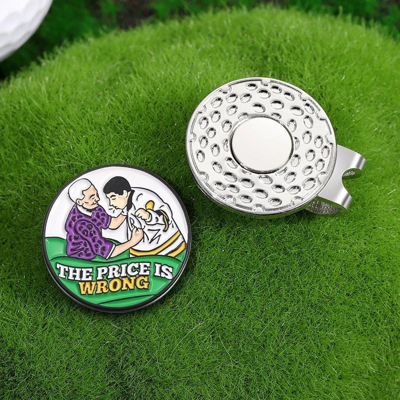 Just Tap It In Golf Cap Magnetic Clip Cartoon Creative Golf Ball Marker Brooches Baseball Hat Adsorption Patch Clip Accessories