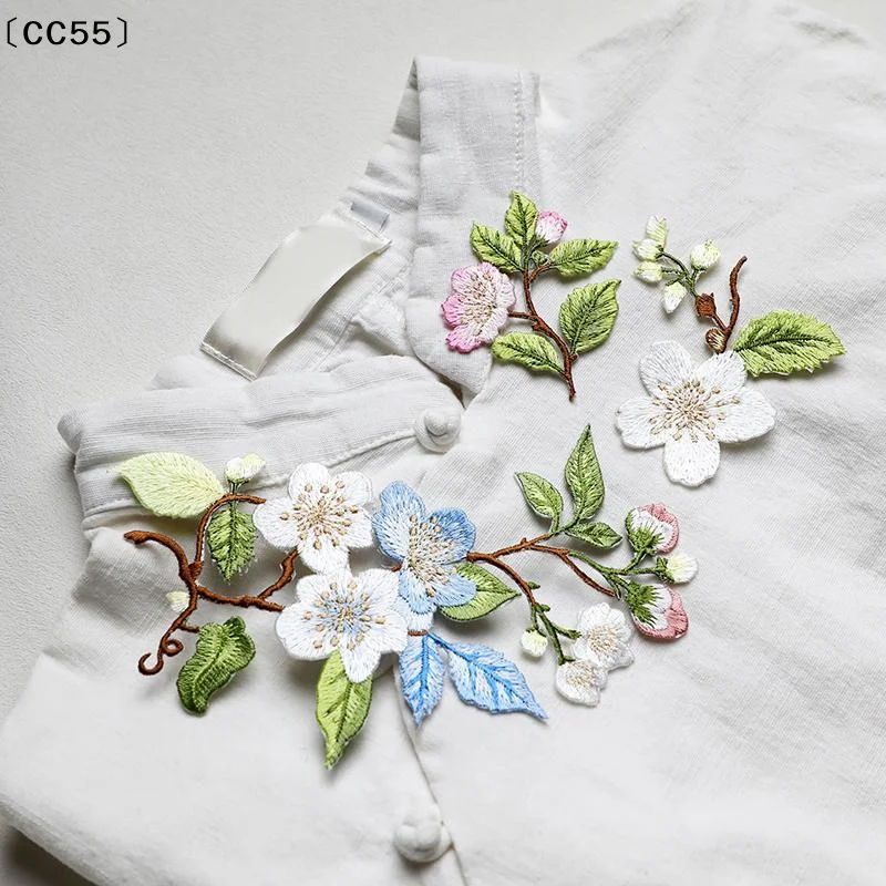 1Pcs Jacket Jeans Craft Access Flower Embroidery Patch Iron On Elegant Patches For Clothes Bags DIY Embroidered Stickers〔CC55〕