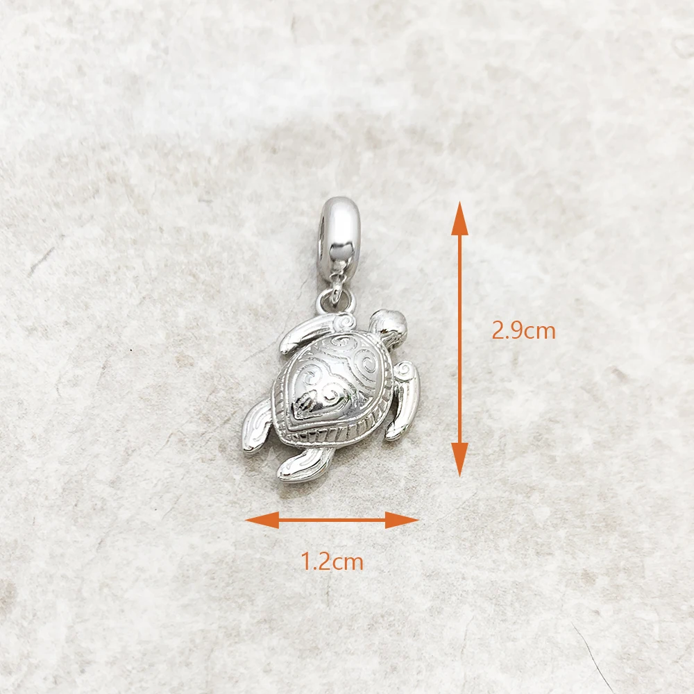 Dangle Charm Pendant Tortoise New Europe Jewelry Wisdom And Eternal Life Vintage Gift In 925 Sterling Silver