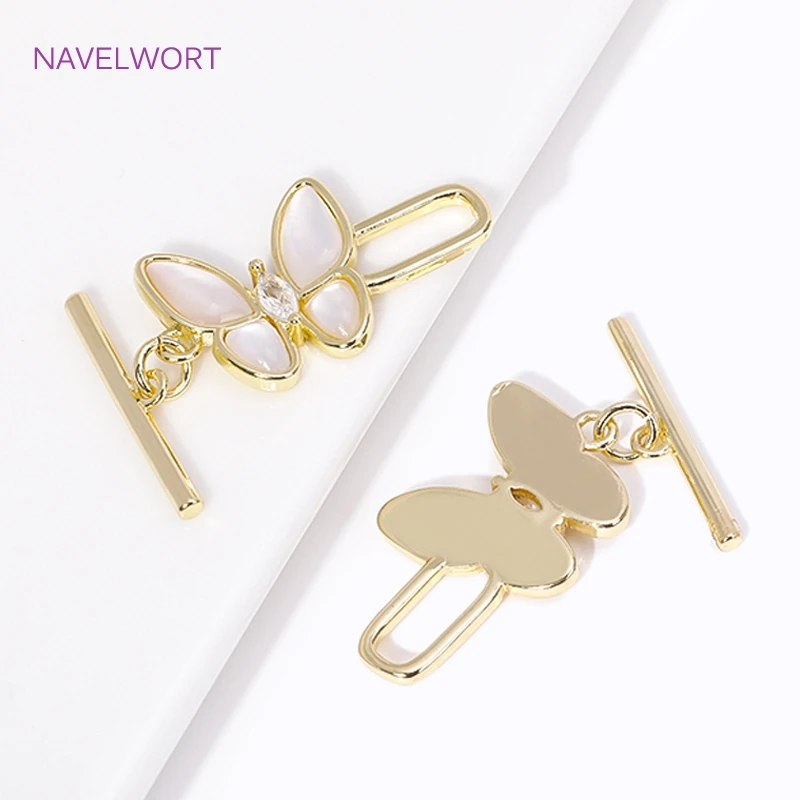 

18K Gold Plated Butterfly Shape OT Toggle Clasps Hooks,Inlaid Zircon Connect Clasps For Jewelry Making Supplies,DIY Accessories
