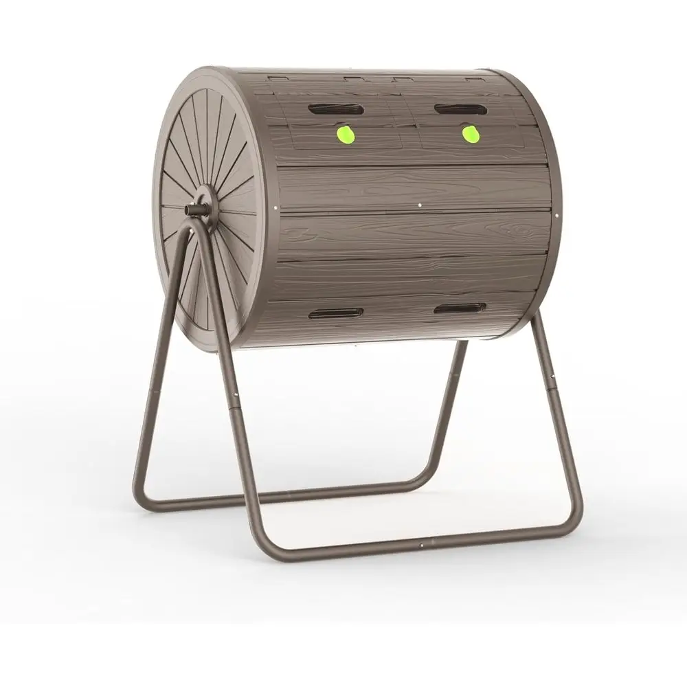 

37.6-Gallon Grey Dual-Chamber Rotating Compost Tumbler UV-Resistant Weatherproof for Garden Kitchen Yard