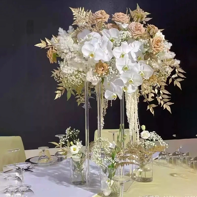 

10 шт. акриловая напольная ваза, прозрачная подставка для цветов, центральная часть стола для свадьбы, винтажные цветочные колонны, украшение для свадебной вечеринки