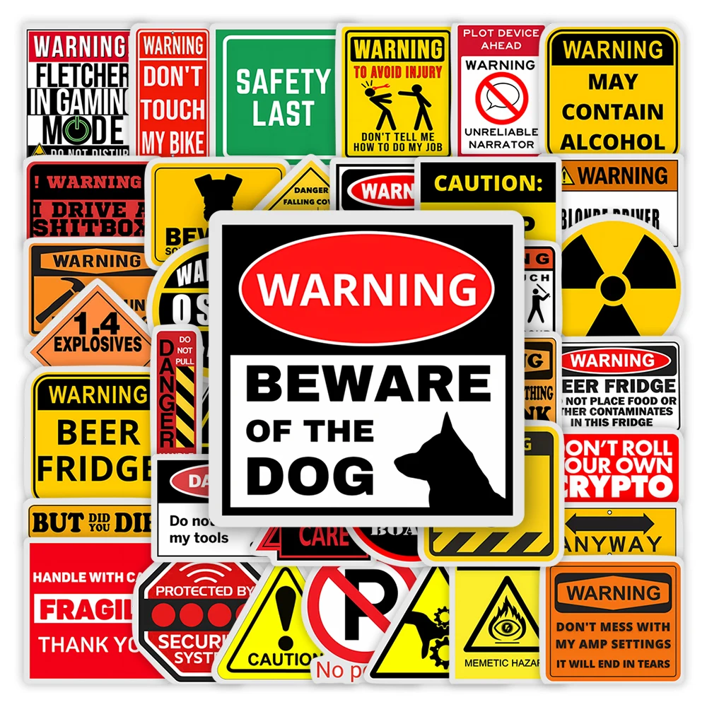 

Funny Yellow Weird Warning Stickers DIY Toy Gift Decorative Decal for Laptop Phone Scrapbook Luggage Bottles Waterproof