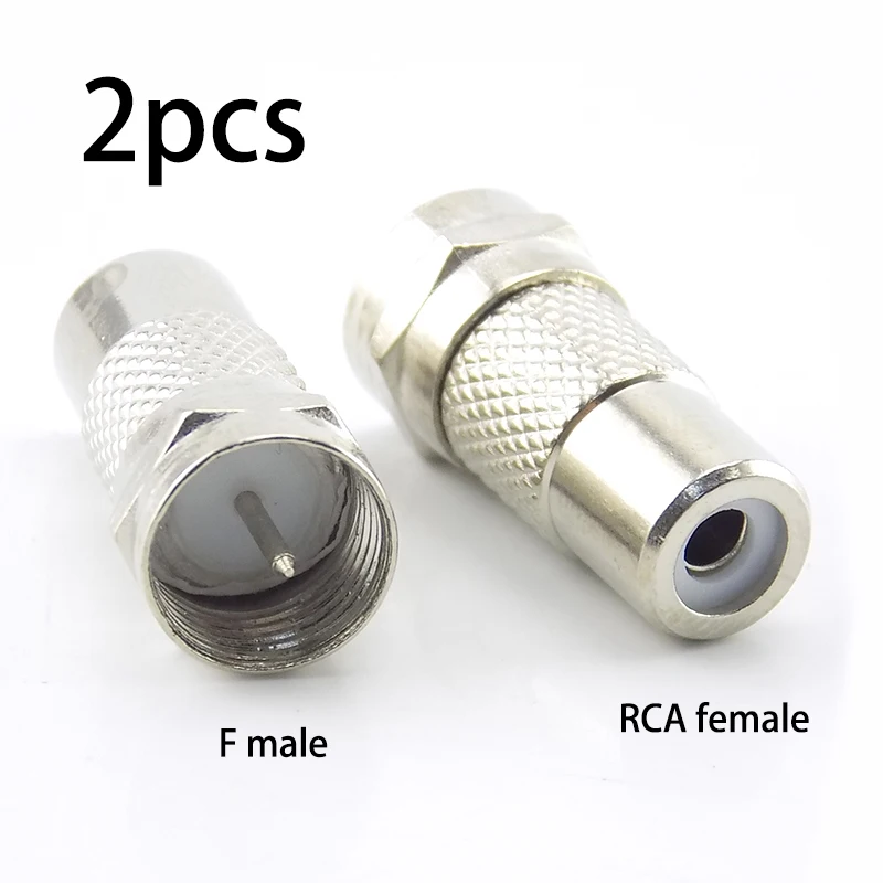 

2pcs Adapter F Male Plug to RCA Female Jack TV Video Connector Coax Cable Straight RF Coaxial D5